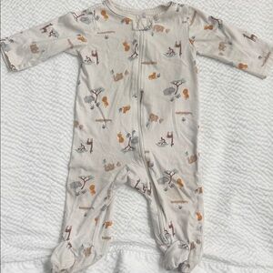 Unbranded Cream Safari Animal Footed One-Piece for Babies